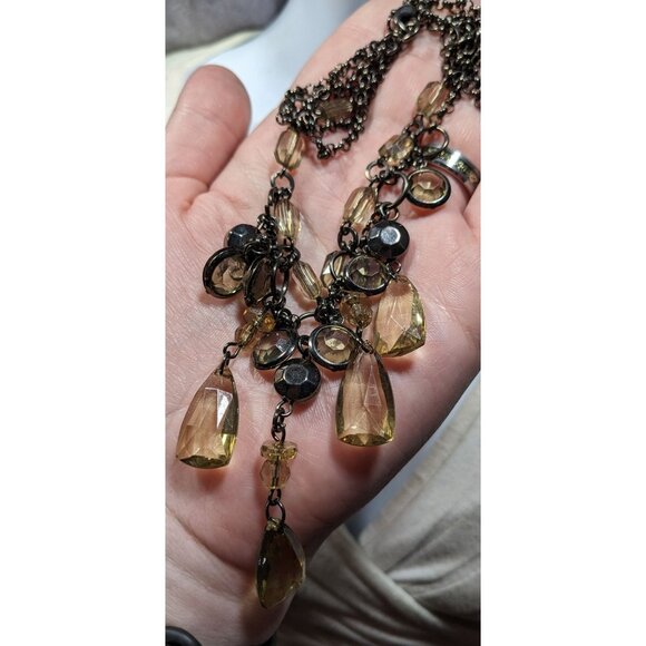 Vintage Fantasy Champagne Gemmed Chandelier Necklace - Picture 4 of 7